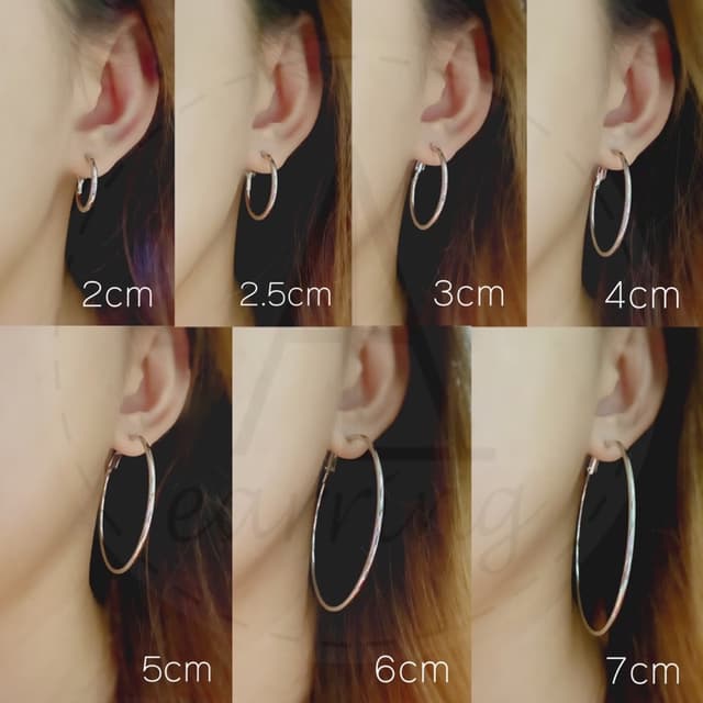 [ราคาต่อ1คู่] ต่างหูห่วงวงกลมขนาดใหญ่แบบเจาะ ไม่ใช่เงินแท้ ต