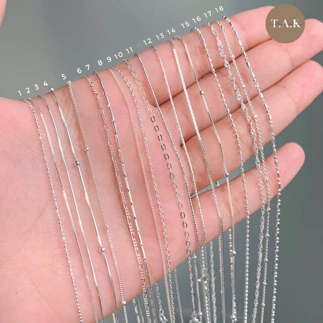 สร้อยคอเงินแท้ 92.5% ลายอิตาลี หนา1มิลเส้นเล็กจิ๋ว Necklace 
