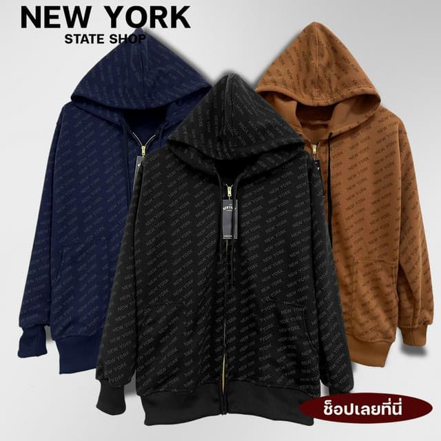New york limited เสื้อกันหนาว เสื้อตคลุมแขนยาว ฮู้ด  รุ่นพิม