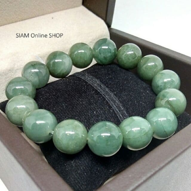 JADE หยกพม่าแท้ เกรดพรีเมี่ยม สีธรรมชาติ ขนาด 12 มม. by siam