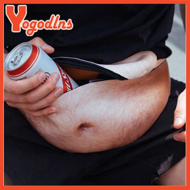 Yogodlns ตลก Pop Dad Bod เงินกระเป๋าเข็มขัดผู้หญิงเนื้อสี Cr