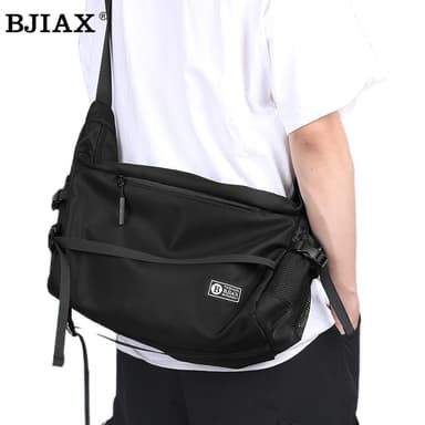 BJIAX กระเป๋าสะพายข้างผู้ชายแบบใช้ทุกวันกันน้ํา
