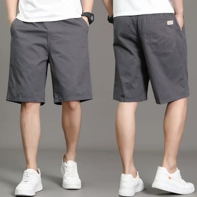 ProMan-กางเกงห้าส่วนแบบบางสำหรับผู้ชาย กางเกงขาสั้นชุดทำงาน สไตล์ธุรกิจ ระบายอากาศไซส์ใหญ่ เอวยางยืด ลำลอง ยอดนิยม