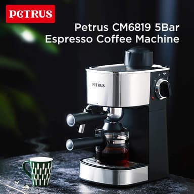 Petrus เครื่องชงกาแฟ เครื่องชงกาแฟเอสเปรสโซขนาด 51 มม. พร้อมระบบนมแฟนซีและเครื่องทำฟองนม รุ่น PE3180/PE3280