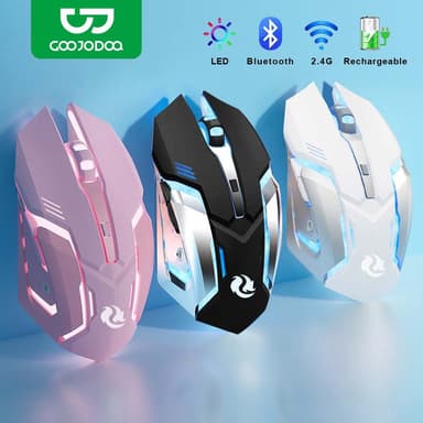 GOOJODOQ ไทยแลนด์สปอต เมาส์เกมมิ่ง เมาส์ไร้สายแบบชาร์จไฟได้  2.4Ghz 1600 DPI พร้อม LED Otomatis Gaming Mouse
