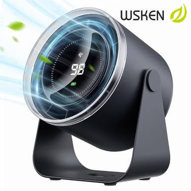 WSKEN สงกรานต์ เงียบมาก พัดลมตั้งโต๊ะ 3600mAh ชาร์จไฟได้ พัดลมเทอร์โบ 6 ความเร็ว พัดลม พกพา 100 ระดับพร ้ตั้งโต๊ะขนาดเล็ก LED Screen and Portable Fan แคมป์ปิ้ง USB ชาร พกพา พ สำหรับสำนักงาน