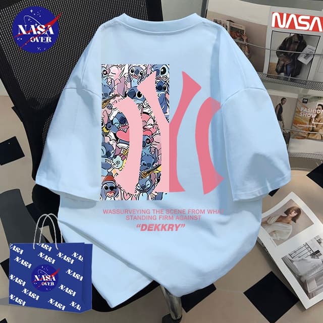 【พร้อมส่ง】🔥NASA ผ้าฝ้ายแท้100% คอกลม แขนสั้น ทรงโอเวอร์ไซส์