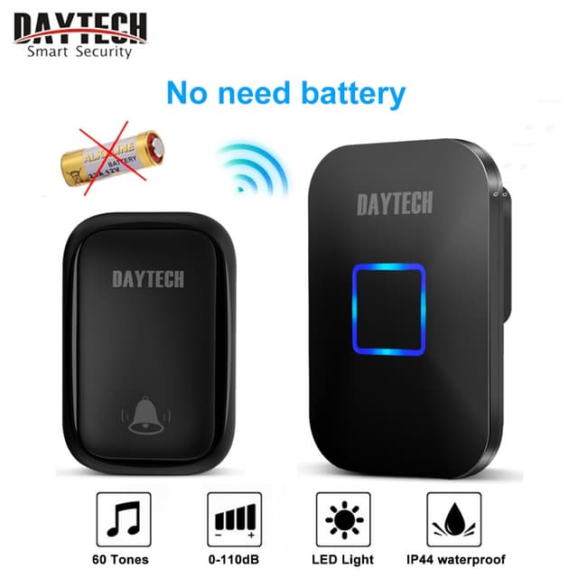 Daytech กริ่งไร้สาย ออดประตูไร้สาย ไม่ต้องใช้แบตเตอรี่ กันน้