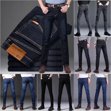 [ราคาลดล้างสต็อก] กางเกงยีนส์ทรงตรงลำลองคลาสสิกสำหรับผู้ชาย สีดำ สีเทา สีน้ำเงิน กางเกงยีนส์ทรงสลิม กางเกงยีนส์เอวยางยืด กางเกงยีนส์ทรงหลวม กางเกงขายาว