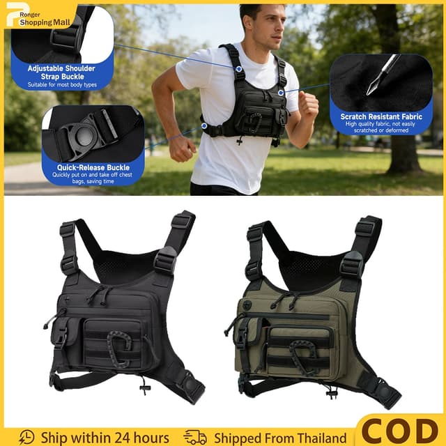 （COD）ผ้า Oxford กันน้ําน้ําหนักเบากระเป๋าหน้าอกกลางแจ้งขี่จั