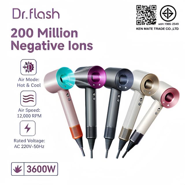 Dr.Flash High-Speed Hair Dryer ไดร์เป่าผมความเร็วสูง 120000 