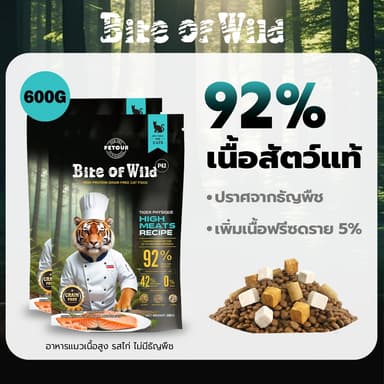 Bite of Wild P42 600g (Premium Holistic Grain Free) ควบคุมด้วยโซเดียม พร้อมเนื้อ 92% และโปรตีน 42%