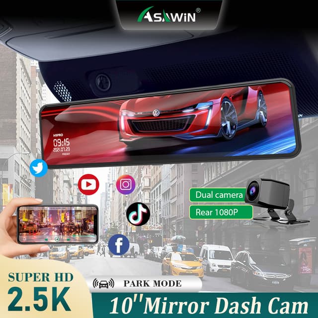 Asawin H9PRO UHD 2K WIFI กระจกมองหลัง Dash Cam สําหรับกล้องต