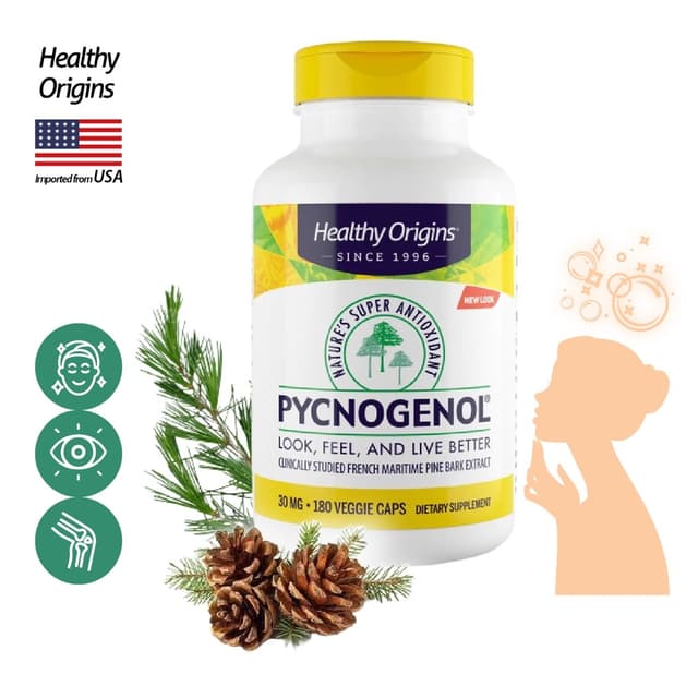 ของแท้ 100%Healthy Origins Pycnogenol 100mg 120 Veg Capsules
