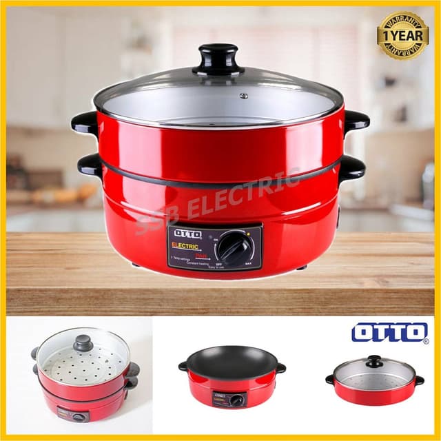 OTTO กระทะไฟฟ้า มีหม้อนึ่ง รุ่น SP-314G ขนาด 3 ลิตร