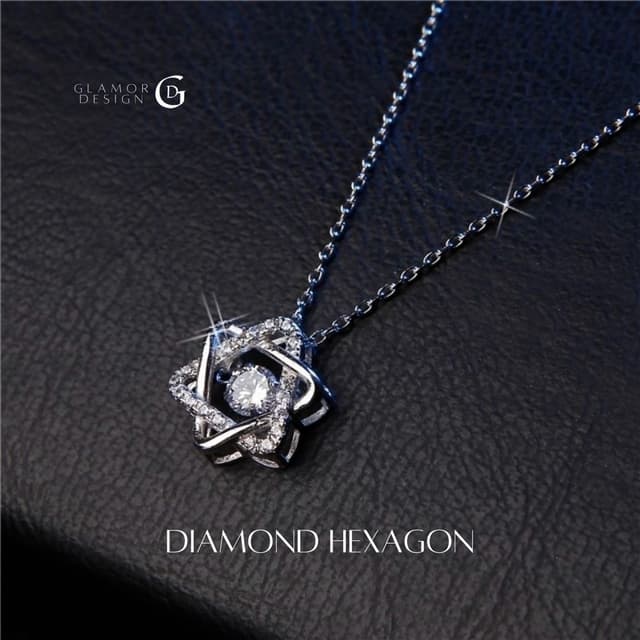 GLAMOR✨สร้อยคอเพชร Diamond hexagon ดาวโชคลาภ สร้อยคอเงินแท้ 