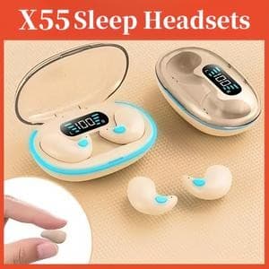 X55 ไร้สายบลูทูธนอนกึ่งโปร่งใส หูฟัง เคสชาร์จบางเฉียบ นํา จอ