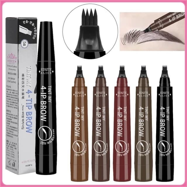 YTL ดินสอเขียนคิ้ว หัวแปรงสี่แฉก กันน้ำ ติดทนนาน สีดํา สีน้ำ