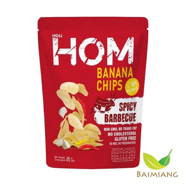 HOM กล้วยหอมทอดคัดพิเศษ รสสไปซี่ บาร์บีคิว ขนาด 40 กรัม (032