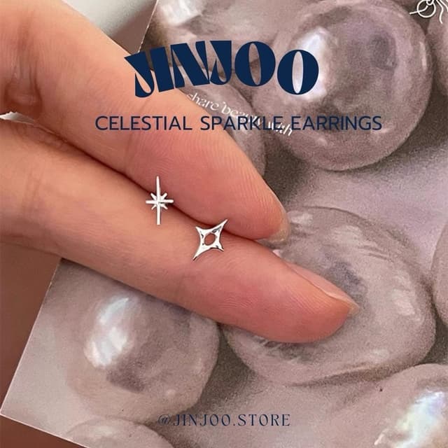 Jinjoo-S925-ต่างหูดาว รุ่น Celestial Sparkle  น่ารัก ฝใส่ไปโ