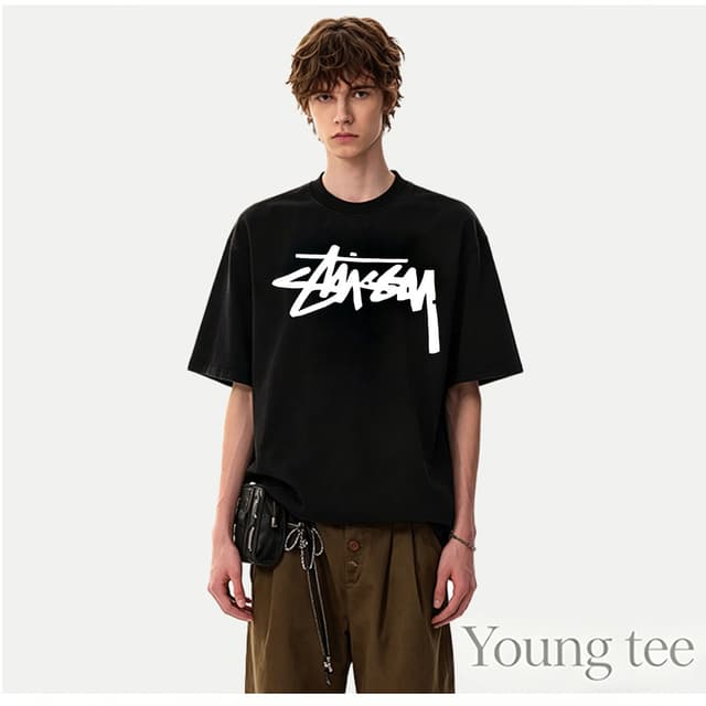 YOUNG T🔥🔥M~3XL เสื้อยืดพิมพ์ลายสตุซซี่ สไตล์สตรีท คอกลม แข