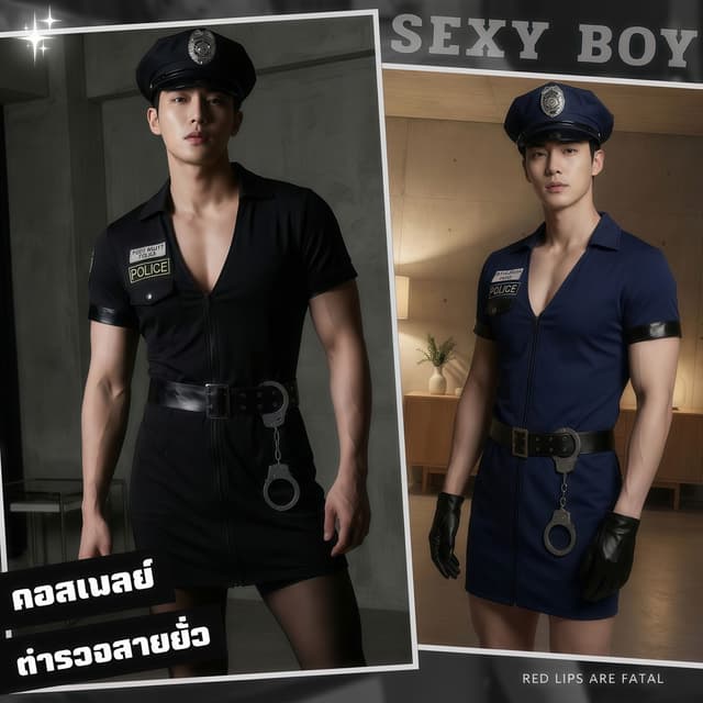 ชุดตำรวจเซ็กซี่  ชุดผู้ชายเซ็กซี่  ชุดยั่วอารมณ์ 🦇🩸 SEXY B