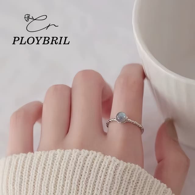 PLOYBRIL✨แหวนเงินแท้ Luna Orb แหวนมูนสโตนทรงกลม 925แท้ ดีไซน