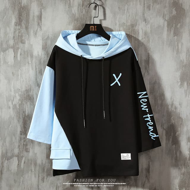 ฤดูร้อนHooded Three-Quarterแขนเสื้อเสื้อกันหนาวผู้ชายอินเทรน