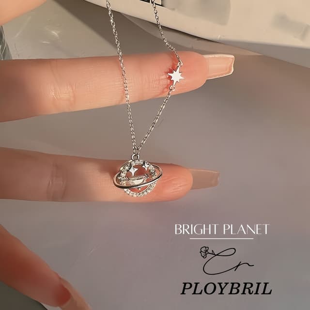 PLOYBRIL สร้อยเงินแท้ Bright Planet สร้อยคอเงินแท้ สร้อยเพชร