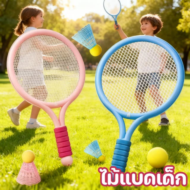 ชุดไม้แบดมินตันสำหรับเด็ก 6-in-1 ไม้เทนนิสสำหรับเด็ก การส่งเ