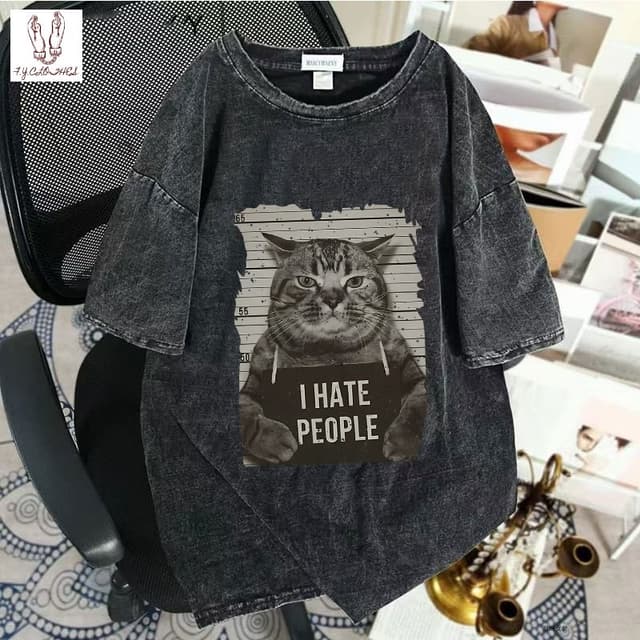 เสื้อยืดฟอกวินเทจผู้หญิงและผู้ชาย ผ้าคอตตอน 100% oversize เส