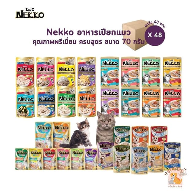 Nekko ยกลัง [48 ซอง] อาหารเปียกแมว เน็กโกะ ไม่คละรส
