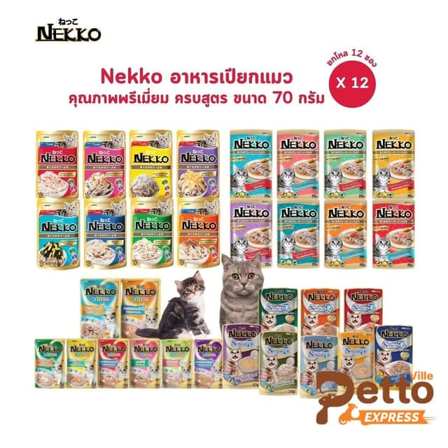 ครบสูตร Nekko เน็กโกะ [ยกโหล 12 ซอง] อาหารเปียกแมว 70g
