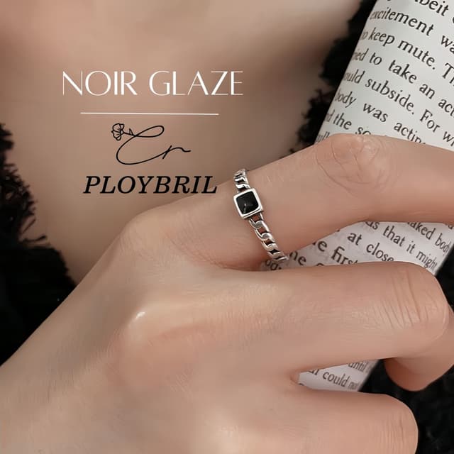 PLOYBRIL✨แหวนเงินแท้ Noir Glaze แหวนวินเทจ เงิน 925แท้ ดีไซน