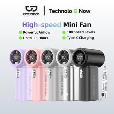 GOOJODOQ GFS017 พัดลมมือถือขนาดเล็กพิเศษ 10 ครั้งพลังลมแรง 100 ระดับปรับความเร็ว