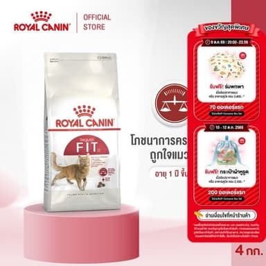 Royal Canin Fit 4kg อาหารเม็ดแมวโต รูปร่างดี อายุ 1 ปีขึ้นไป (Dry Cat Food, โรยัล คานิน)