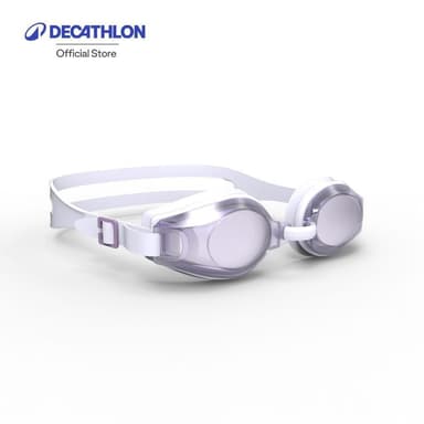 Decathlon Lunettes De Natation Ama - Verres Miroir แว่นตาว่ายน้ำเลนส์สะท้อนแสง รุ่น Ama ขนาดฟรีไซส์ - White/Purple