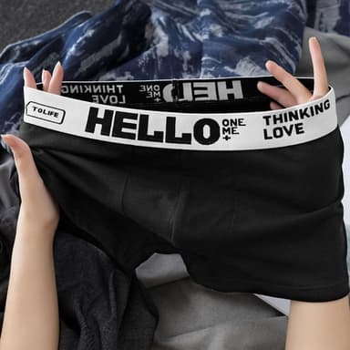 คุณภาพแท้ ไม่ใช่คุณภาพขโมย！【เซ็ต 5/10 ชิ้น】HELLO-กางเกงบ็อกเซอร์ผู้ชาย Men Underwear Boxer ดีไซน์เป้ากางเกงสองชั้น