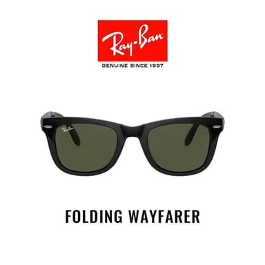 Ray-Ban Sunglasses Folding Wayfarer RB4105 - Black (601) Size 50 Crystal Green แว่นกันแดด