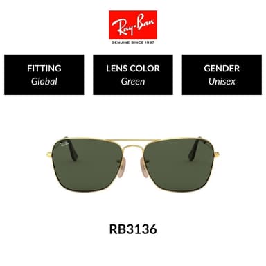 Ray-Ban Caravan - RB3136 181  size 58 แว่นตากันแดด