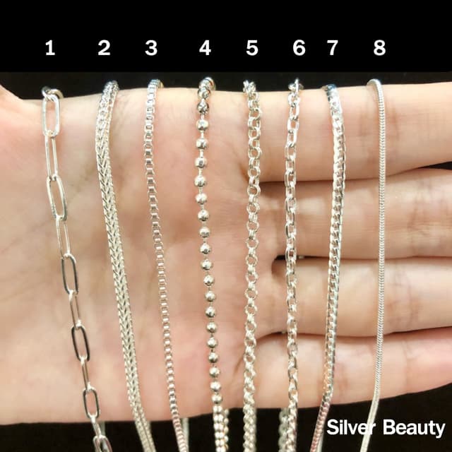 8ลายตะขอหัวจรวดSILVER BEAUTY :สร้อยเด็กสร้อยคอเงินแท้92.5% ห