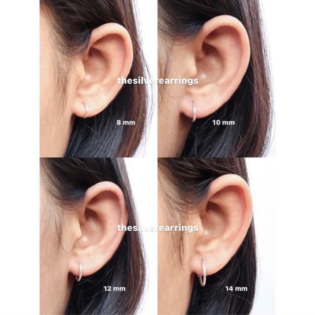silver 925, ต่างหูห่วงเกลี้ยงเงินแท้ ขนาดความหนา 1.2 mm