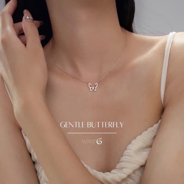 GLAMOR✨สร้อยคอเงินแท้ Gentle Butterfly สร้อยเงินแท้ สร้อยแฟช