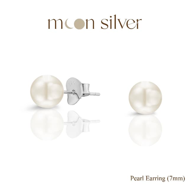 Moonsilver ต่างหูมุกน้ำจืดเงินแท้ 925 Size 3 - 10 mm ต่างหูเ