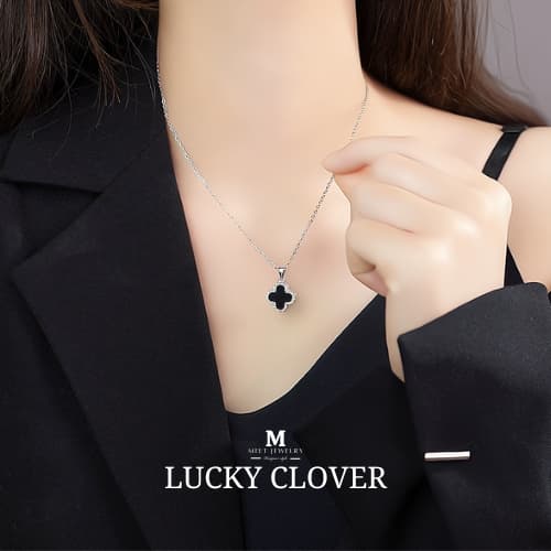 MEET💕พร้อมส่ง สร้อยคอเงินแท้ Lucky Clover สร้อยเงินแท้925 ส