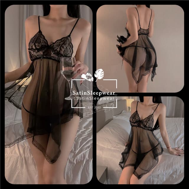 Satin Sleepwear✨✨ชุดเดรสตาข่ายเซ็กซี่ ชุดนอนไม่ได้นอนชุดนอน 