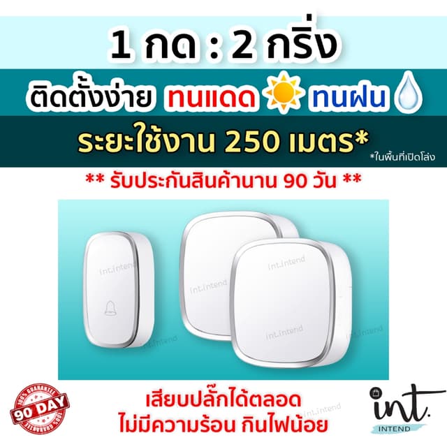 [มีคลิปการใช้งาน] กริ่งไร้สาย กริ่งบ้าน ออดบ้าน ออดบ้านไร้สา
