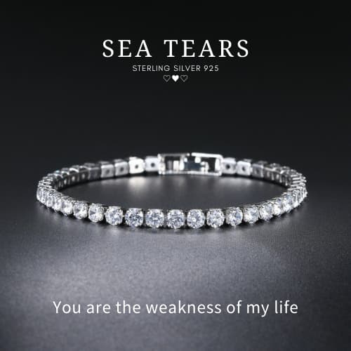 MEET💕กำไลเงิน Sea tears กำไลเงินแท้ สร้อยข้อมือสวยๆ กำไลเพช