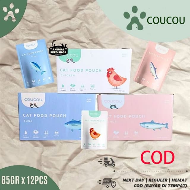 【12 ซอง】Coucou อาหารเปียกแมว สุขภาพดี  อาหารลูกแมว อาหารแมวโ