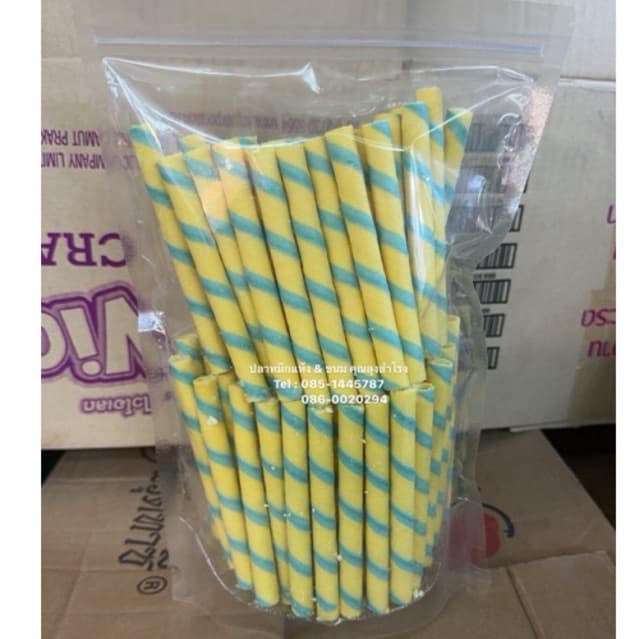 *ขนมปี๊บแบ่งขาย* ขนมปี๊บสติ๊กดูโอนม สอดไส้ไส้เต็มคำ VFOOD ขน